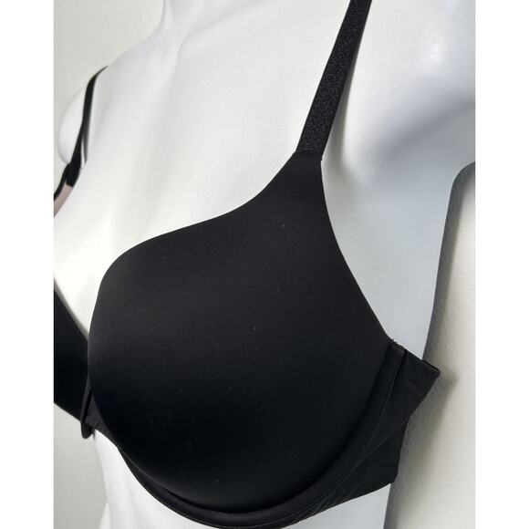 Victoria's Secret Smooth Black Solid 36D T-Shirt Push Up Full Coverage Bra - Picture 2 of 7